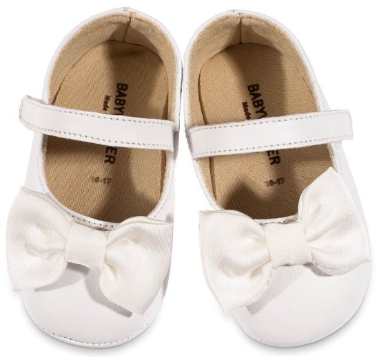 Εικόνα της Γοβάκι Μονή Μπαρέτα με Υφασμάτινο Χειροποίητο Φιογκάκι MI1646 Λευκό