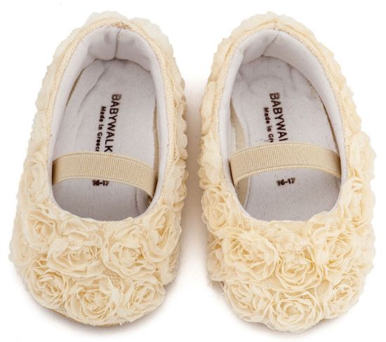 Εικόνα της Μπαλαρινα Διακοσμημένη με Chiffon Λουλούδια MI1660 Εκρού