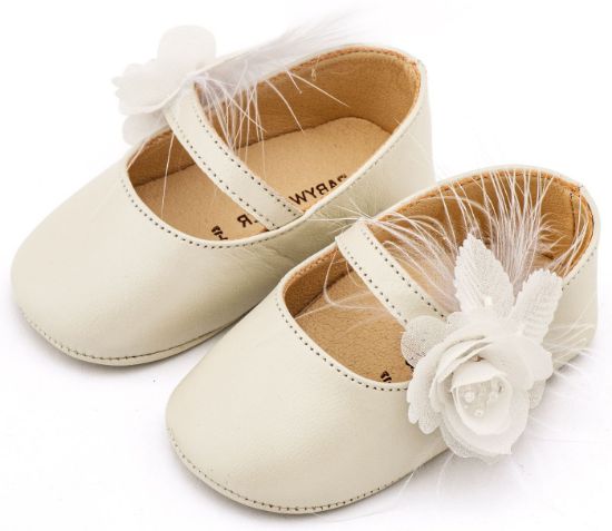 Εικόνα της Γοβάκι Μονή Μπαρέτα Διακοσμημένο με Λουλούδι και Πούπουλα MI1664 Εκρού