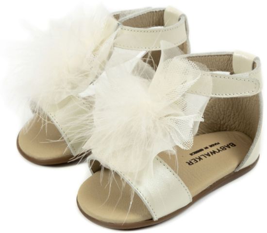 Εικόνα της Δερμάτινο Πέδιλο  Διακοσμημένο με Πον Πον  PRI2599 Εκρου