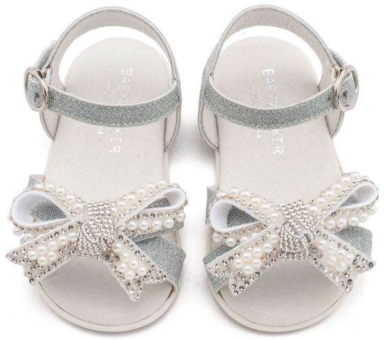 Εικόνα της Πέδιλο Διακοσμημένο με Φιόγκο απο Πέρλες PRI2655 Ασημί