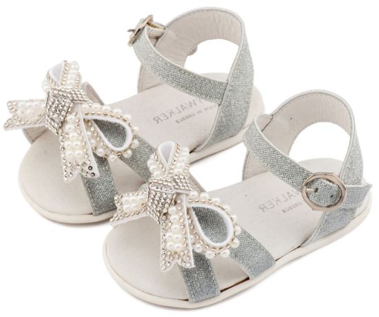 Εικόνα της Πέδιλο Διακοσμημένο με Φιόγκο απο Πέρλες PRI2655 Ασημί