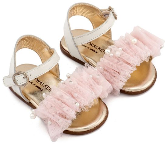 Εικόνα της Πέδιλο με Χειροποίητο Διακοσμητικό απο Τούλι και PRI2656 Εκρού Ροζ 