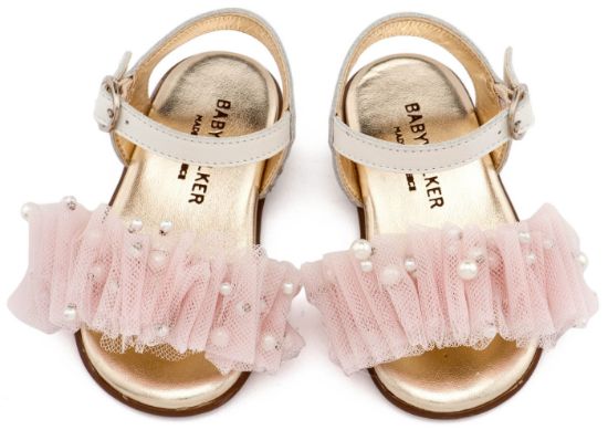 Εικόνα της Πέδιλο με Χειροποίητο Διακοσμητικό απο Τούλι και PRI2656 Εκρού Ροζ 