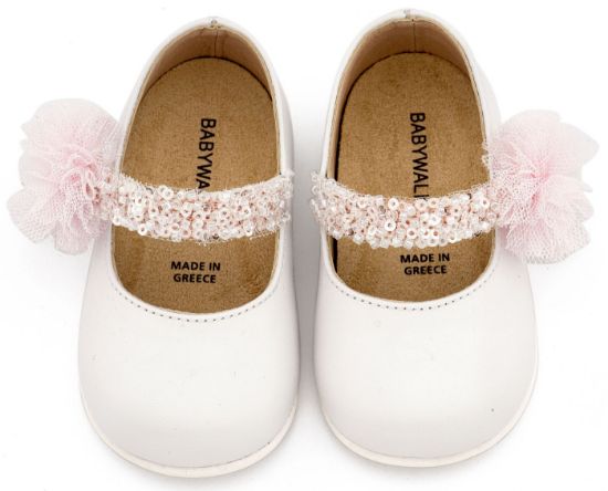 Εικόνα της Γοβάκι Μονή Μπαρέτα Διακοσμημένο με Τρέσα και Τούλινο Πον Πον PRI2657 Λευκό Ροζ