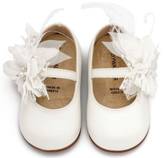 Εικόνα της Γοβάκι Μονή Μπαρέτα Χειροποίητο Λουλούδι με Πούπουλα PRI2658 Εκρού