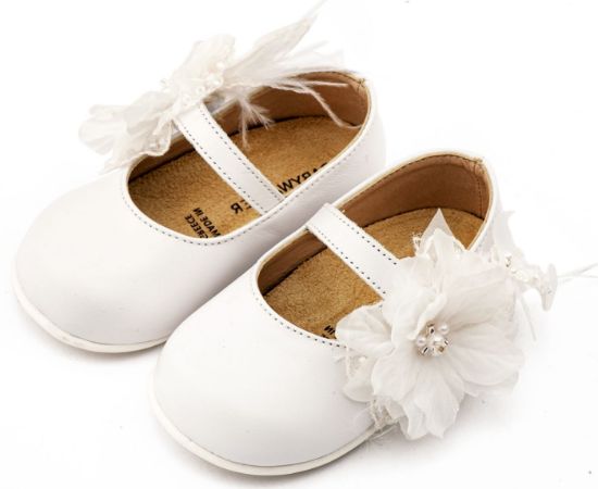 Εικόνα της Γοβάκι Μονή Μπαρέτα Χειροποίητο Λουλούδι με Πούπουλα PRI2658 Λευκό