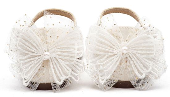 Εικόνα της Γαλλικό Γοβάκι με Διακοσμημένη Φτέρνα Πεταλούδα BS3594 Εκρού