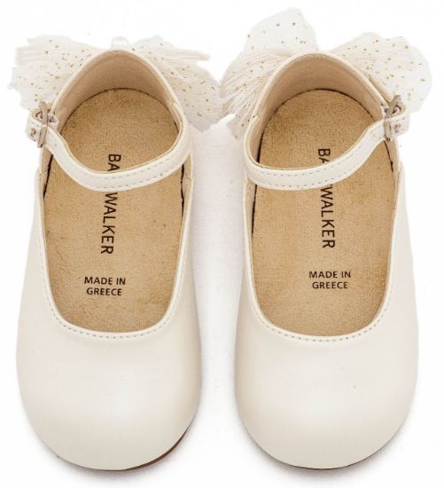 Εικόνα της Γαλλικό Γοβάκι με Διακοσμημένη Φτέρνα Πεταλούδα BS3594 Εκρού