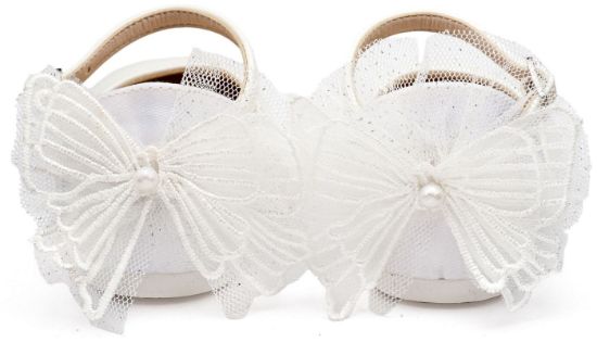 Εικόνα της Γαλλικό Γοβάκι με Διακοσμημένη Φτέρνα Πεταλούδα BS3594 Λευκό