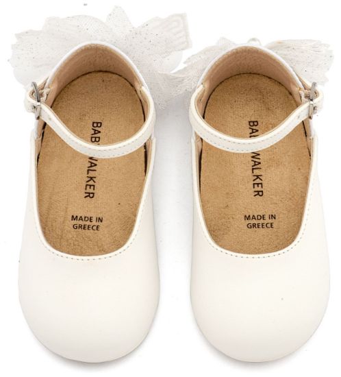 Εικόνα της Γαλλικό Γοβάκι με Διακοσμημένη Φτέρνα Πεταλούδα BS3594 Λευκό