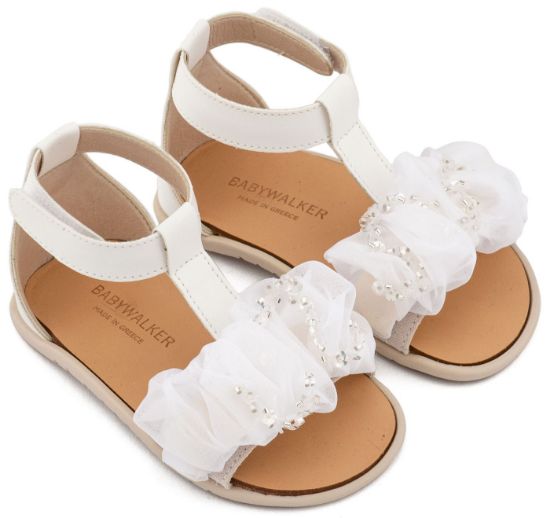 Εικόνα της Πέδιλο με Διακοσμητικό Οργάντζας BS3601 Λευκό