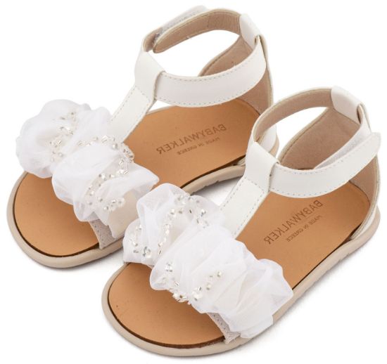 Εικόνα της Πέδιλο με Διακοσμητικό Οργάντζας BS3601 Λευκό