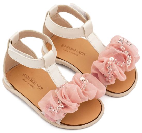 Εικόνα της Πέδιλο με Διακοσμητικό Οργάντζας BS3601 Εκρού Ροζ