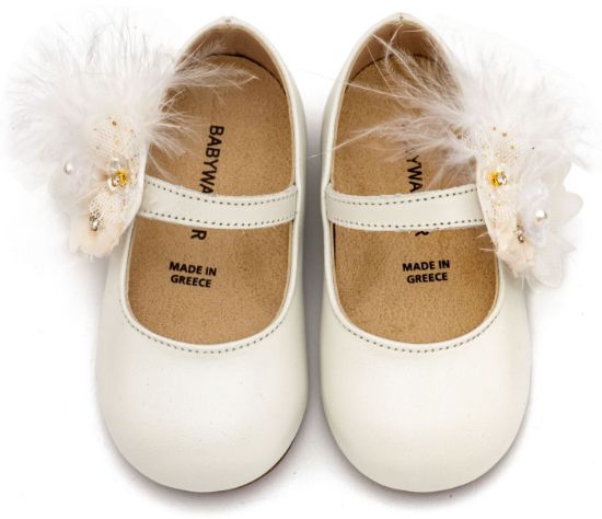 Εικόνα της Γοβάκι με Λουλούδια και Πούπουλα BW4887  Εκρού