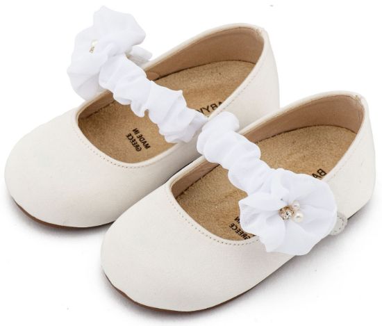 Εικόνα της Γοβάκι Μονή Μπαρέτα με Υφασμέτινο Διακοσμητικό BW4888 Λευκό