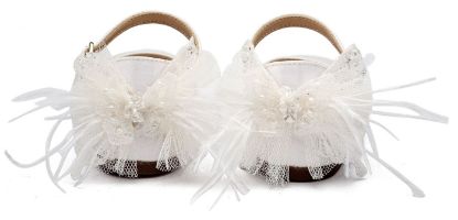 Εικόνα της Γαλλικό Γοβάκι με Διακοσμημένη Φτέρνα Πεταλούδα BW4891 Λευκό