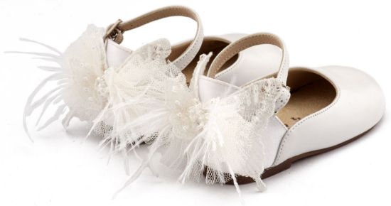 Εικόνα της Γαλλικό Γοβάκι με Διακοσμημένη Φτέρνα Πεταλούδα BW4891 Λευκό