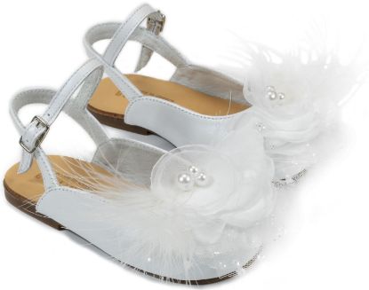 Εικόνα της Δερμάτινο Σαμπό με Χειροποίητο Λουλούδι EXC5772 Λευκό