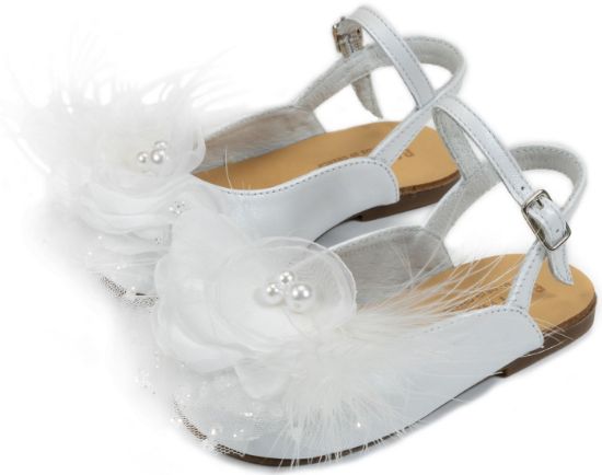 Εικόνα της Δερμάτινο Σαμπό με Χειροποίητο Λουλούδι EXC5772 Λευκό