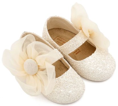 Εικόνα της Γοβάκι Μονή Μπαρέτα Διακοσμημένο με Μεγάλο Λουλούδι Οργάντζας EXC5899 Εκρού