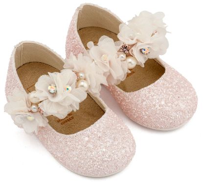 Εικόνα της Γοβάκι Μονή Μπαρέτα Στρας με Λουλούδια Πέρλες και Κρύσταλα Swarovski  LU6118 Ροζ