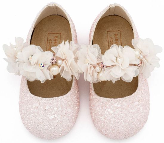 Εικόνα της Γοβάκι Μονή Μπαρέτα Στρας με Λουλούδια Πέρλες και Κρύσταλα Swarovski  LU6118 Ροζ