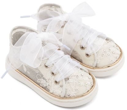 Εικόνα της Sneaker απο Ύφασμα Φιλντιρέ Λουλούδια LU6129 Λευκό