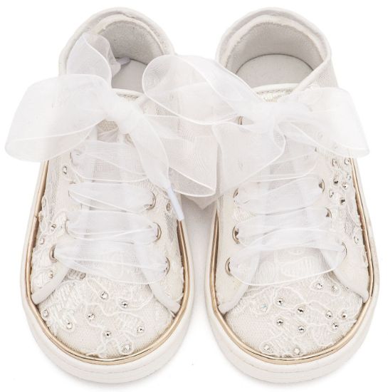 Εικόνα της Sneaker απο Ύφασμα Φιλντιρέ Λουλούδια LU6129 Λευκό