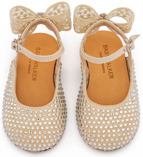 Εικόνα της Σαμπό Διακοσμημένο Ολόγυρα με Στρας και Φιόγκο απο Στρας στη Φτέρνα LU6132 Μπεζ