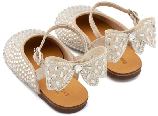 Εικόνα της Σαμπό Διακοσμημένο Ολόγυρα με Στρας και Φιόγκο απο Στρας στη Φτέρνα LU6132 Μπεζ