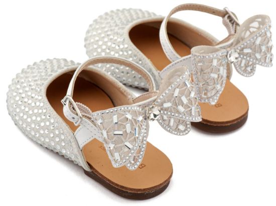 Εικόνα της Σαμπό Διακοσμημένο Ολόγυρα με Στρας και Φιόγκο απο Στρας στη Φτέρνα LU6132 Λευκό