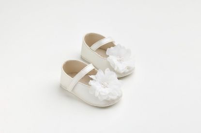 Εικόνα της K604E - Μπαλαρίνα αγκαλιάς σε εκρού τεχνόδερμα με off white εκρού φιόγκο