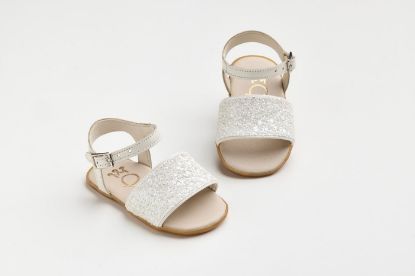 Εικόνα της K620E - Σανδάλι για τα πρώτα βήματα σε εκρού ματ γκλίτερ και εκρού δέρμα