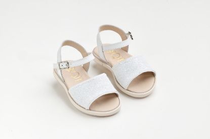 Εικόνα της K640A - Σανδάλι περπατήματος σε λευκό δέρμα και λευκό ματ γκλιτερ