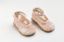Μπαλαρίνα περπατήματος σε dusty pink δέρμα και διαφάνεια κεντημένη με παγιέτες