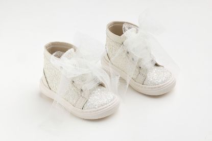 Εικόνα της EV201A - Μποτάκι περπατήματος σε εκρού δέρμα και εκρού γκλίτερ