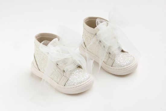 Εικόνα της EV201A - Μποτάκι περπατήματος σε εκρού δέρμα και εκρού γκλίτερ