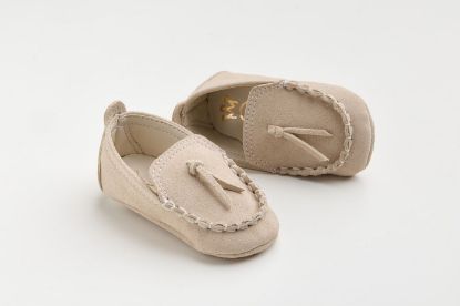 Εικόνα της A601E - παπουτσάκι αγκαλιάς σε μπεζ καστόρ δέρμα