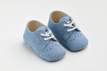 Εικόνα της EV205P - παπουτσάκι αγκαλιάς σε γαλάζιο καστόρ δέρμα