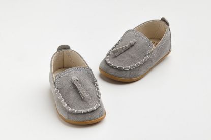 Εικόνα της A610A - παπουτσάκι πρώτα βήματα σε γκρί καστόρ δέρμα