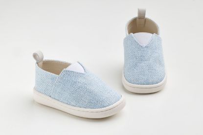 Εικόνα της FS60P - παπουτσάκι - εσπαντρίγια σε γαλάζιο καμβά, καστόρ δέρμα και λάστιχο