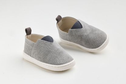 Εικόνα της FS60X - παπουτσάκι - εσπαντρίγια σε γκρι καμβά, καστόρ δέρμα και λάστιχο