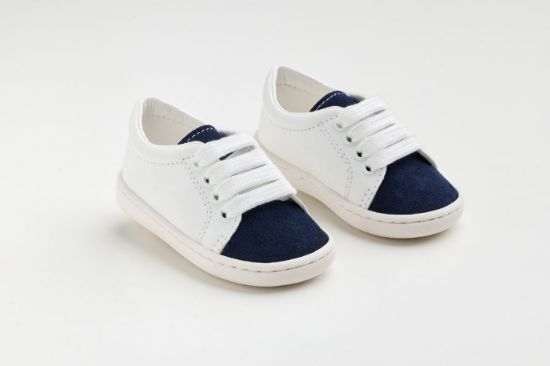 Εικόνα της FS61M - παπουτσάκι σε λευκό δέρμα και μπλε καστόρ δέρμα