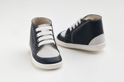 Εικόνα της FS66M - μποτάκι σε μπλε δέρμα και λευκό καστόρ δέρμα