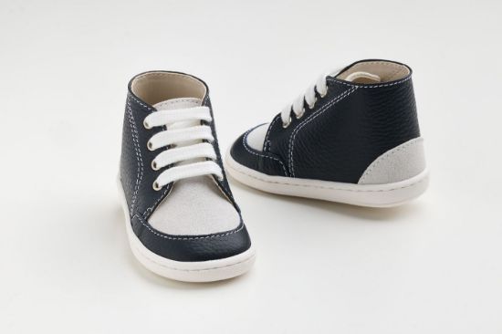 Εικόνα της FS66M - μποτάκι σε μπλε δέρμα και λευκό καστόρ δέρμα