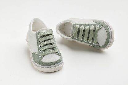 Εικόνα της A626B - παπουτσάκι περπατήματος σε λευκό και μέντα καστόρ δέρμα