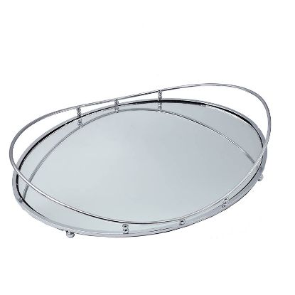 Picture of Δίσκος Με Καθρέφτη Οβάλ Ασημί 40Χ30