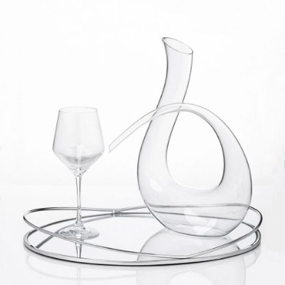 Minimal σετ κουμπάρου ασημί με καράφα Pegasus & δίσκο καθρέπτη