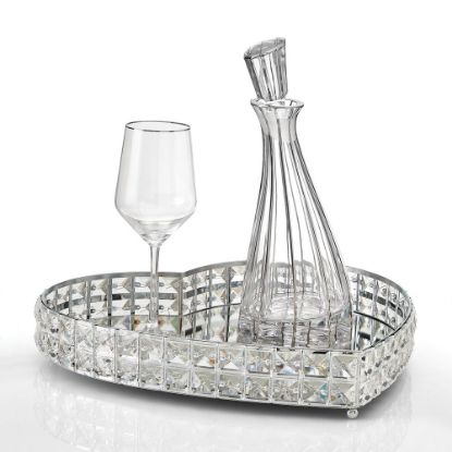 Σετ κουμπάρου με δίσκο καρδιά καθρέπτη με στρας & καράφα